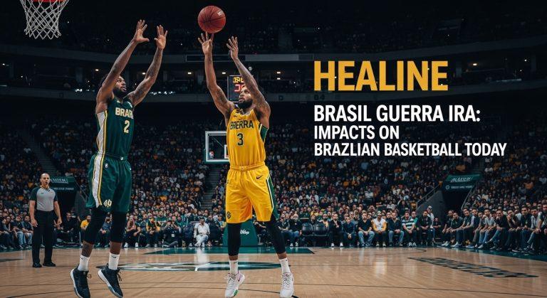Brazilian basketball players warming up in a arena with global context imagery