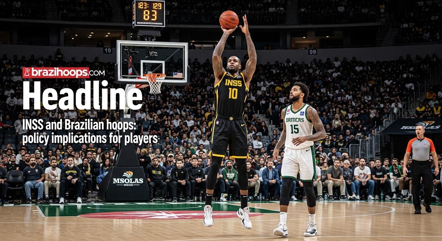 Basketball players in Brazil reviewing financial documents related to INSS and payroll.