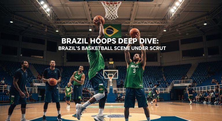 Brazilian basketball players training in a gym